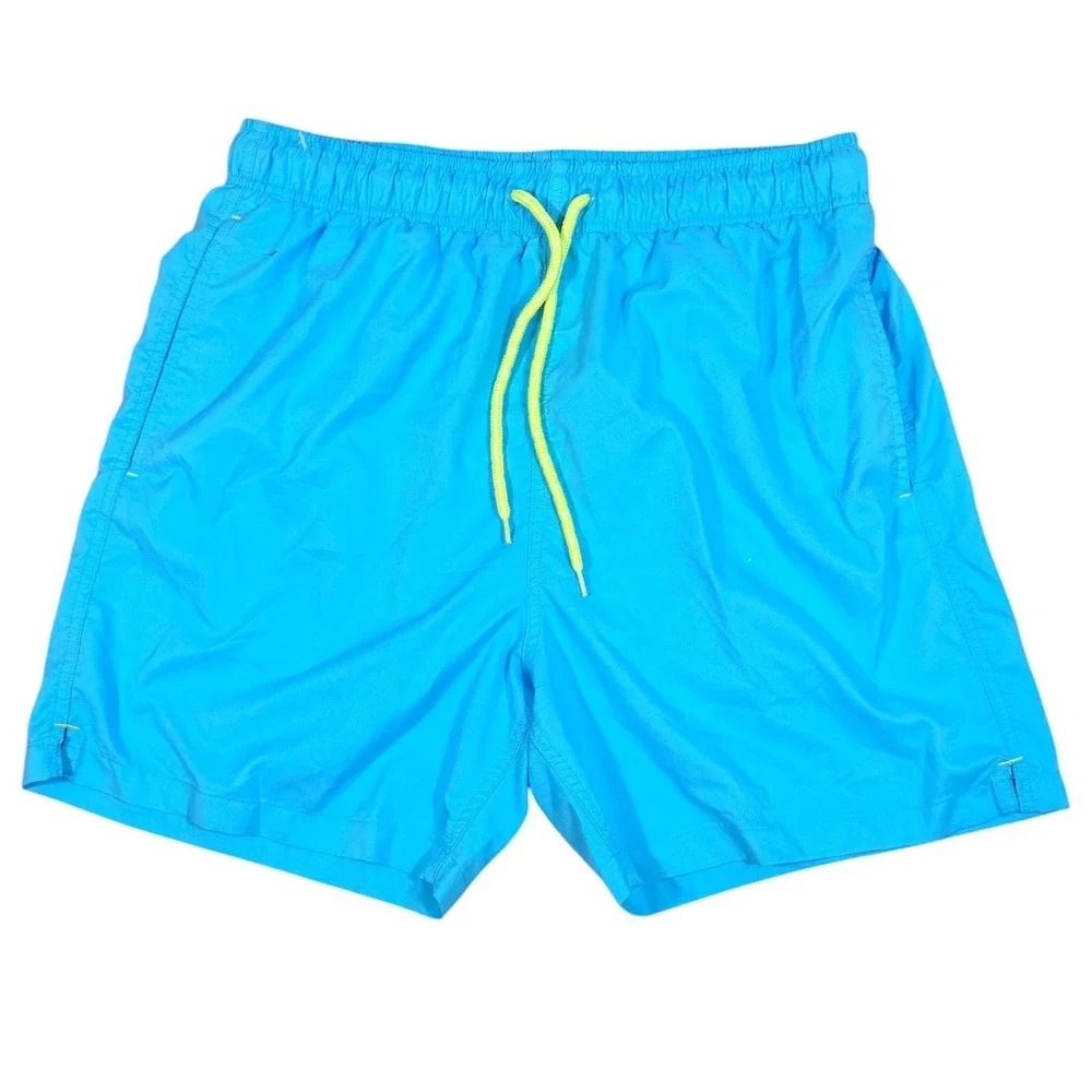 Laguna Swim Trunks Mens Large Blue Neon‎ Drawstring Mesh Lined Board Shorts